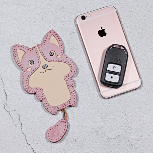 Ключница, маленькая милая универсальная мультяшная сумка через плечо ручной работы, простой и элегантный дизайн, Южная Корея, из натуральной кожи