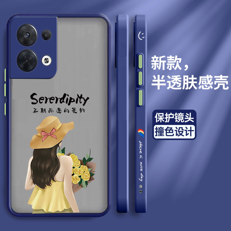 适用opporeno9手机壳reno8pro肤感保护oppo套硅胶手绳5G全包镜头PGAM10防摔潮牌opopreno10pro磨砂reon6女款 - 图0