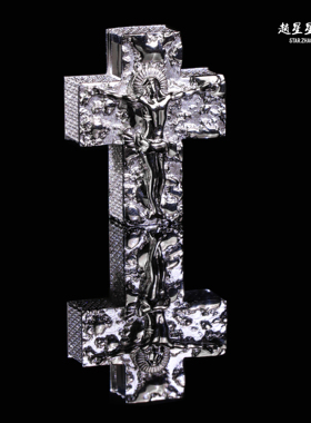 赵星星珠宝行珠宝定制双面十字架吊坠S925纯银方钻满钻镶嵌