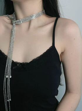 精致冷淡风满钻流苏长款多层项链法式奢华高级感欧美时尚锁骨链女