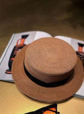 【VIola薇欧拉】新款设计师款英伦复古平顶草帽遮阳防风气质百搭