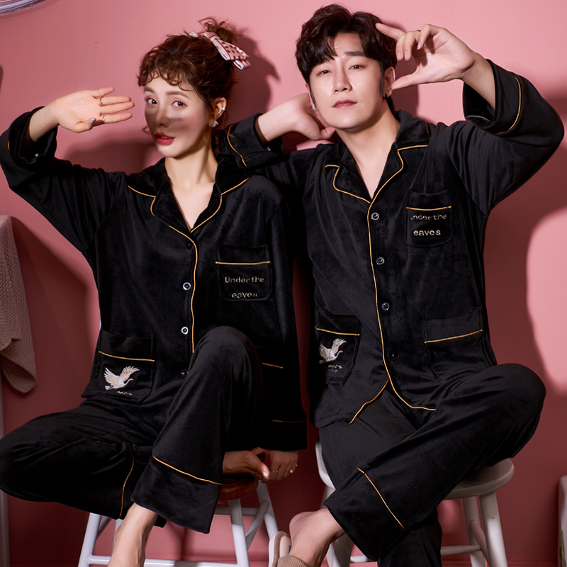 乐姿梦旗舰店情侣睡衣女春秋季加厚保暖海岛绒套装秋冬天男士薄款珊瑚绒家居服2