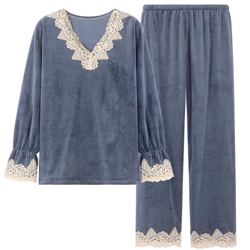 乐姿梦旗舰店年新款海岛绒秋冬季情侣睡衣男女长袖高级感珊瑚绒家居服套装0