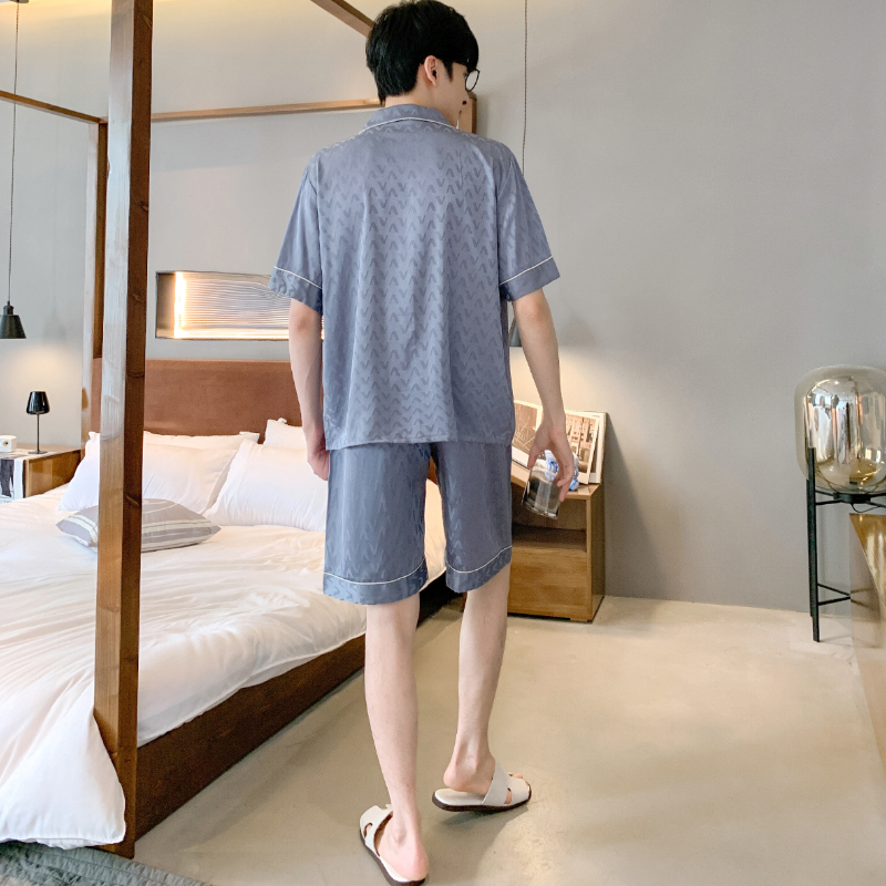 乐姿梦旗舰店睡衣男士夏季薄款冰丝短袖短裤夏天大码仿真丝绸高级感家居服套装3