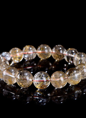 久雅水晶 天然红铜发晶圆珠手链 老矿铜发晶散珠手串 厂家直销