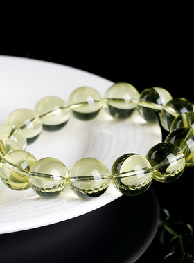 久雅水晶 天然小青拧黄水晶多圈手链  青色黄水晶圆珠手串 批发