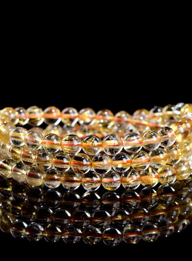 久雅水晶 天然冰种透体发晶多圈手链 金发晶三圈圆珠手串 批发