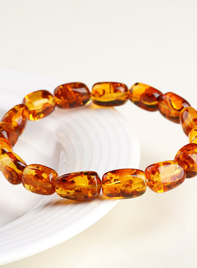 久雅水晶 天然冰体花珀随型手链 蜜蜡琥珀随形手串 厂家直销