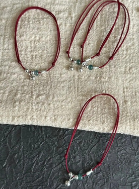 ins风红绳锦鲤小银鱼铃铛手绳情侣手链考研上岸幸运学生礼物手串