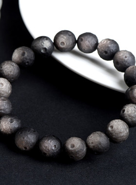 久雅水晶 天然金耀石陨石坑圆珠手链 银曜石陨石散珠手串 批发