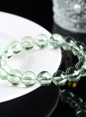 久雅水晶 天然7A级绿水晶圆珠手链 绿色水晶散珠手串 厂家直销