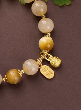 金发晶貔貅吞金兽手链串珠女轻奢高级感文玩佛珠手饰手串爆款批发