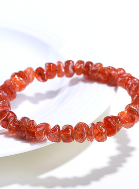 久雅水晶 天然金太阳碎石手链 金色太阳石碎石手串 厂家直销