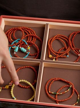 4mm南红手串合集天然玛瑙新中式叠戴手链女高级感双圈礼物送妈妈
