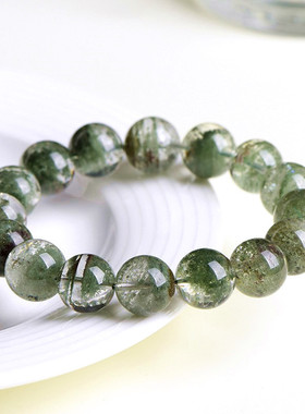 久雅水晶 天然绿幽灵千层圆珠手链  绿幽灵聚宝盆散珠手串 厂家直