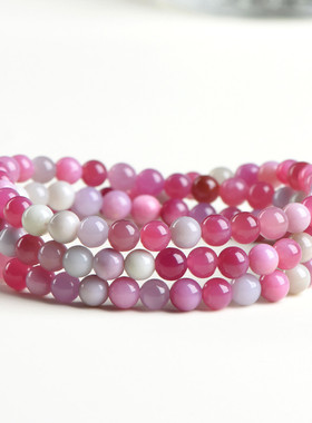 久雅水晶 天然舒俱莱云母圆珠手链 玫红舒俱莱云母散珠手串 批发