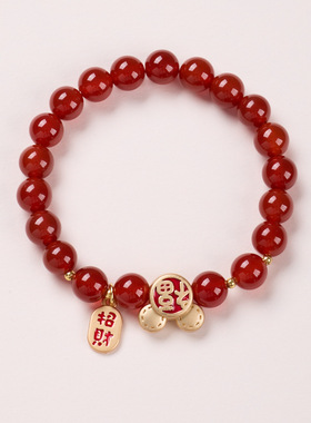 天然红玛瑙手链串珠女轻奢高级感新中式文玩佛珠手饰手串爆款批发