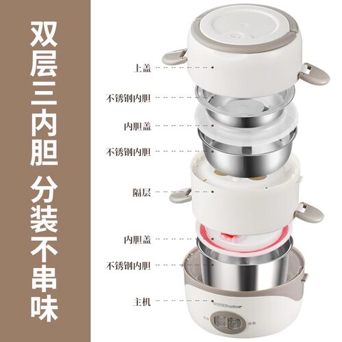 荣事达电热饭盒蒸饭菜加热自热多功能上班办公室电饭锅双层便携式 - 图2