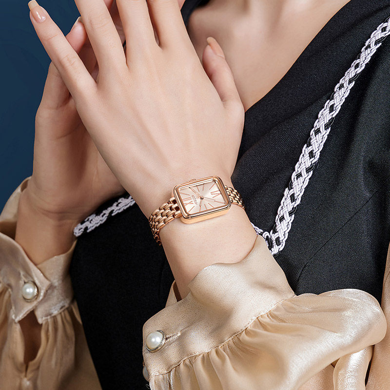 聚利时韩风优雅OL风小方形女生防水气质手链石英手表女1350