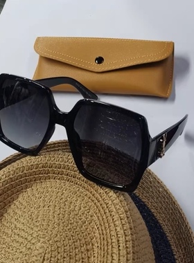 方框偏光太阳镜 女款个性墨镜 防紫外线UV400适中 大脸实体店价