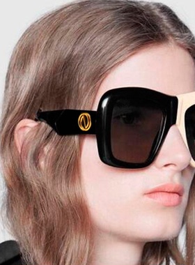 宽大黑白太阳镜欧美搭色男女拍照墨镜防紫外线UV400适中大脸眼镜