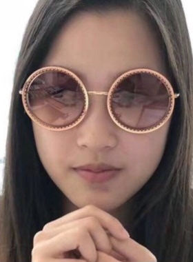 圆框太阳镜花朵拍照淑女花边防紫外线UV400适中大脸实店世贸价