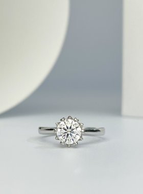 美国Lockend莫桑钻18K白金正品星芒戒指女简约时尚1克拉钻戒纯银