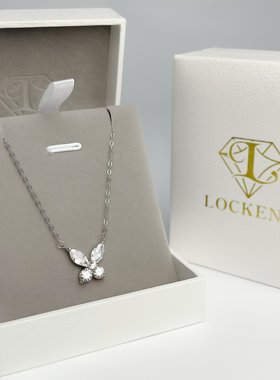 美国Lockend莫桑钻925银蝴蝶项链女韩版轻奢设计锁骨链吊坠爆款