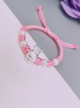3D硬银999生肖兔本命年编织手链