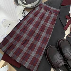 【红豆冰】新款JK制服百褶裙高腰修身半身裙复古格子服装半身裙