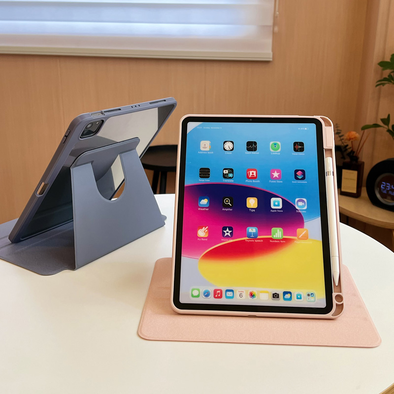 ipadpro第四代保护套11寸10苹果9平板壳air5/4旋转支架6亚克力A2602笔槽12.9防弯10.2钢化膜8适用高级感mini6 - 图1