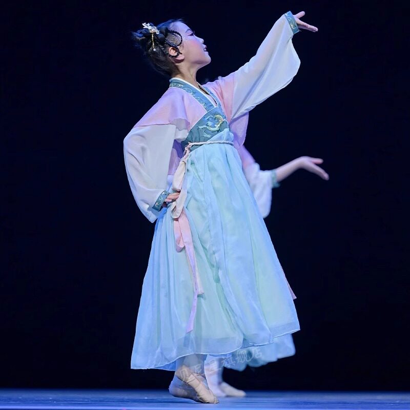 阮郎归初夏演出服儿童古典舞清平乐汉唐舞古装表演服女汉服舞蹈服,淘宝优惠券,粉丝福利购,淘宝优惠卷