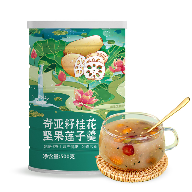 奇亚籽桂花坚果莲子羹500g速溶颗粒莲藕粉早餐代餐粉水果藕粉羹 - 图3
