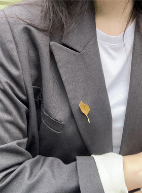 梵灵小众设计师款秋叶胸针S925纯银法式复古优雅树叶子中性百搭