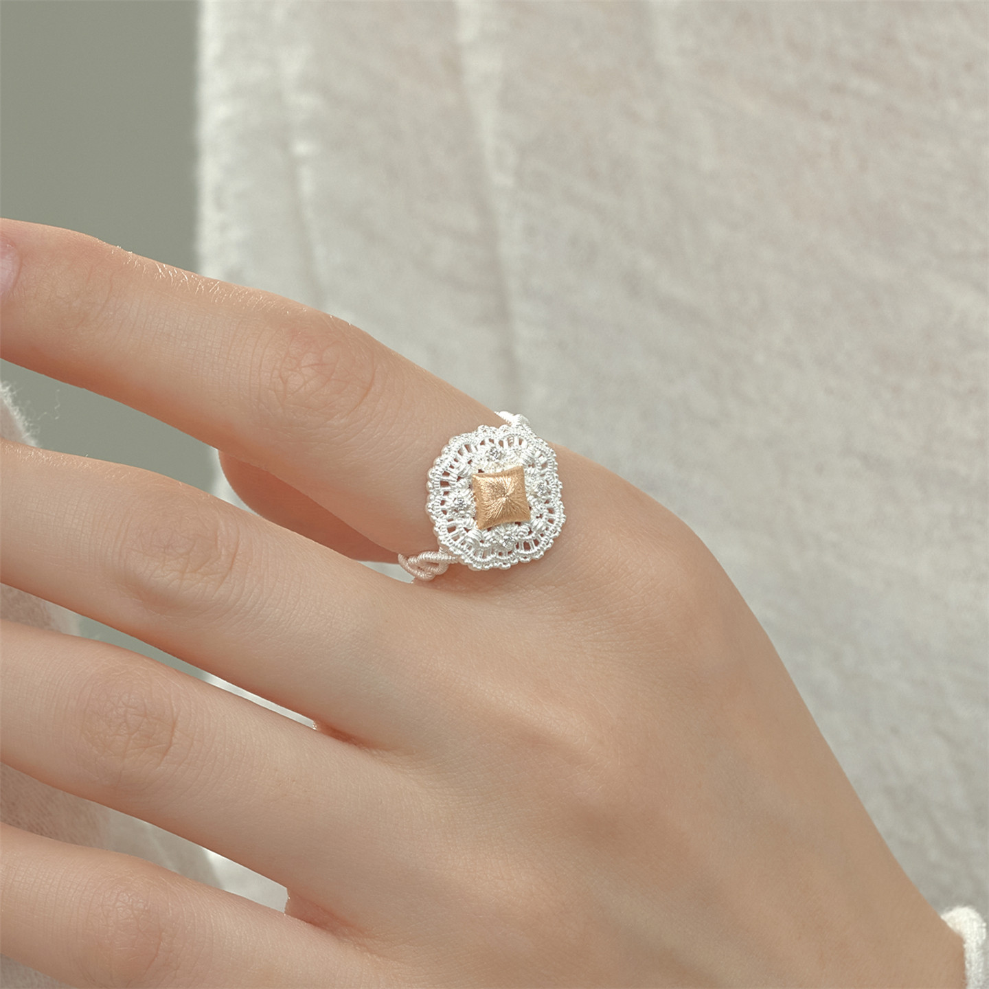 Fanling niche design princess lace S925 silver ring