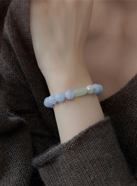 梵灵设计师款沉香玛瑙纯银手链