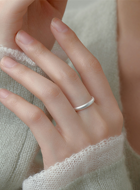 梵灵磨砂泥鳅背素圈戒指开口可调