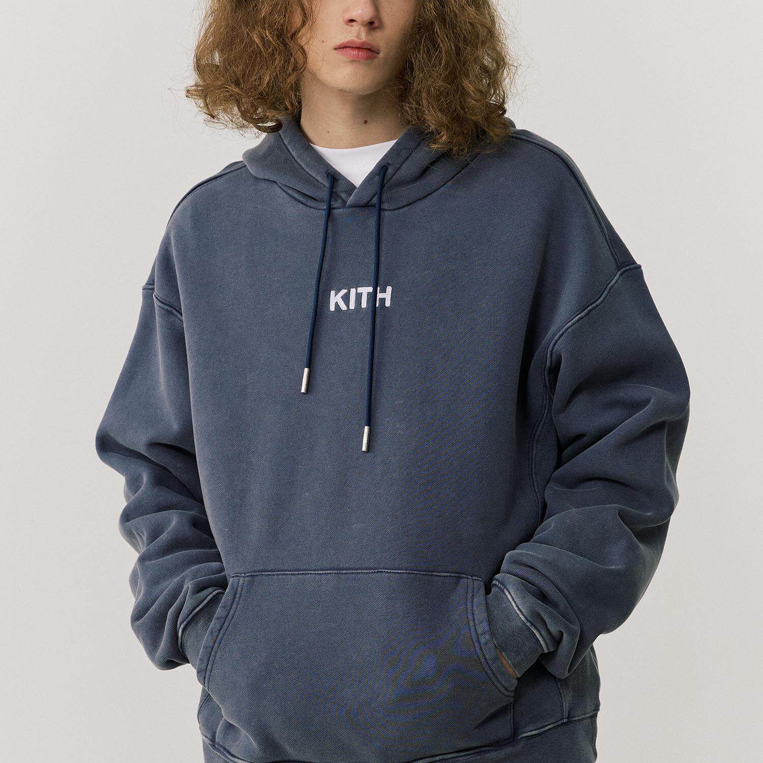 KITh蜡染水洗刺绣卫衣男女2024秋冬新款日系帽衫潮牌美式连帽外套 - 图0