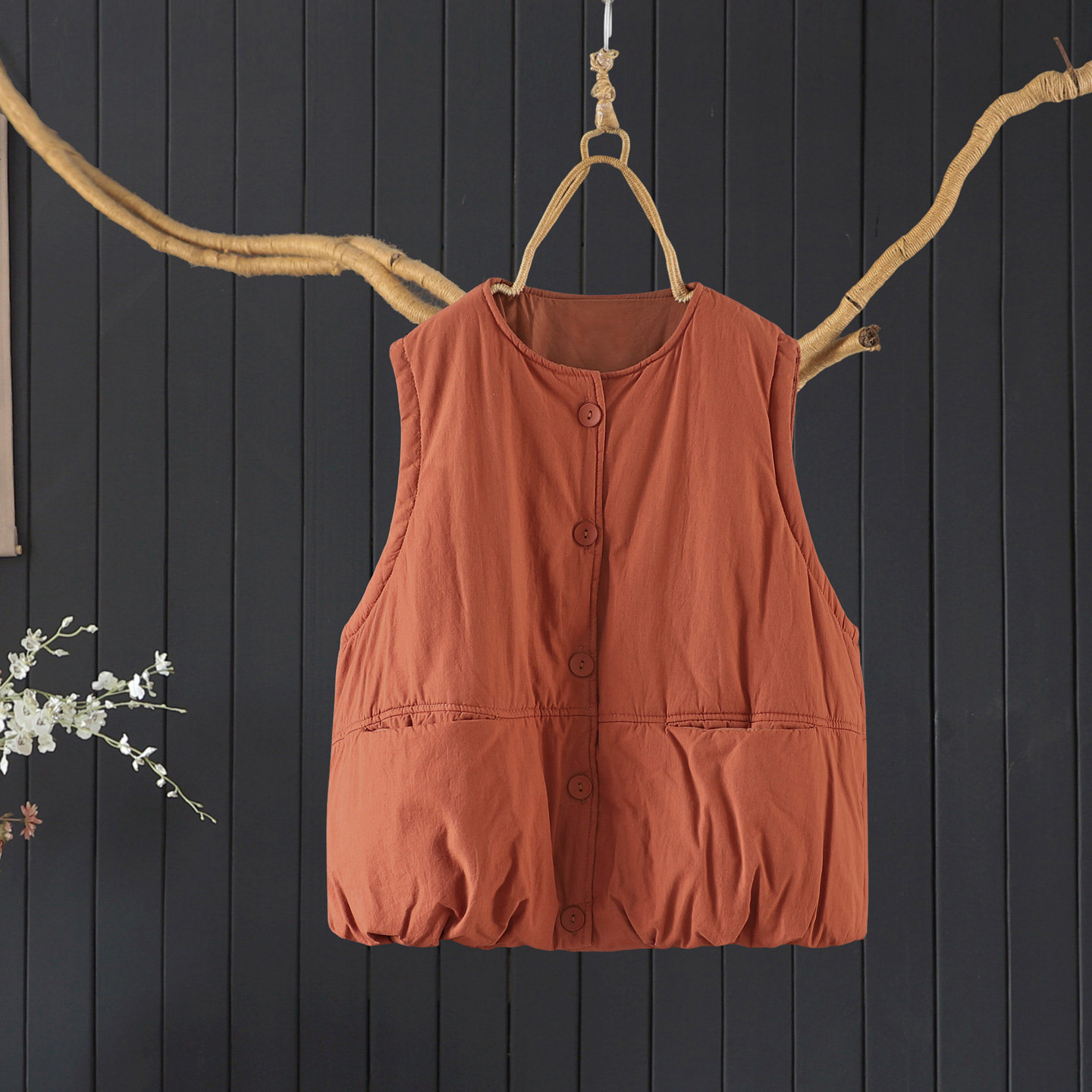 2025冬季夹棉加厚马甲女纯色100%棉无袖外套棉衣简约通勤宽松马夹,淘宝优惠券,粉丝福利购,淘宝优惠卷