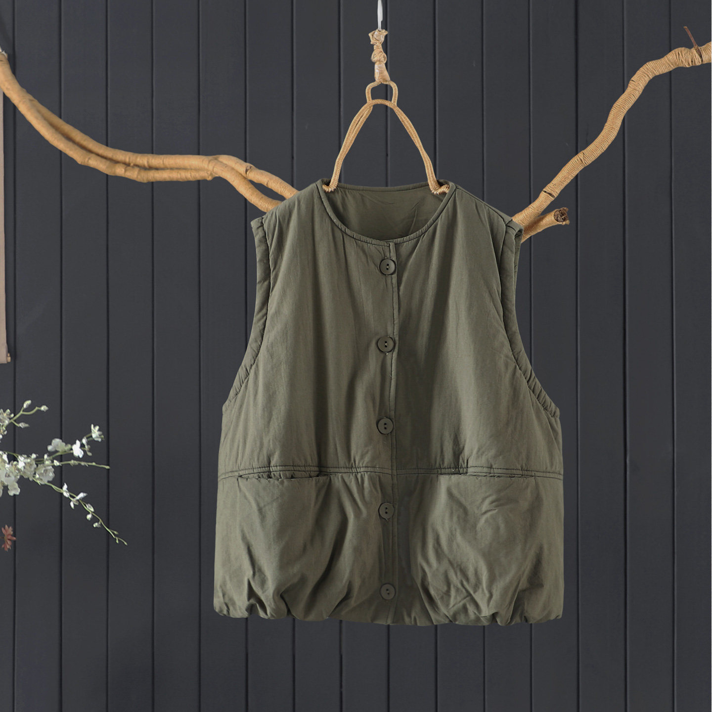 2025冬季夹棉加厚马甲女纯色100%棉无袖外套棉衣简约通勤宽松马夹,淘宝优惠券,粉丝福利购,淘宝优惠卷