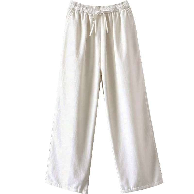 宽松显瘦纯色系带松紧腰夹棉直筒裤100%棉长裤文艺冬季保暖棉裤女,淘宝优惠券,粉丝福利购,淘宝优惠卷