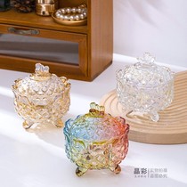 Eurostyle glass triple-foot butterfly transparent storage tank fruit bowl candy jar Sugar cylinder Seasoning Tank Smoke Vat