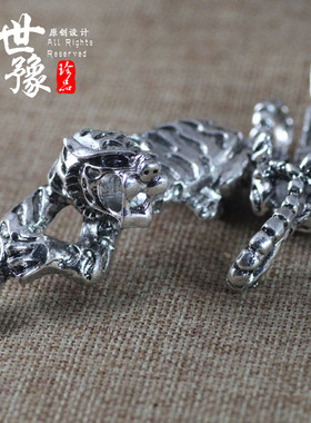 合金老虎野猪牙套吊坠 熊虎牙大猫牙套挂件 男款大号獠牙套子