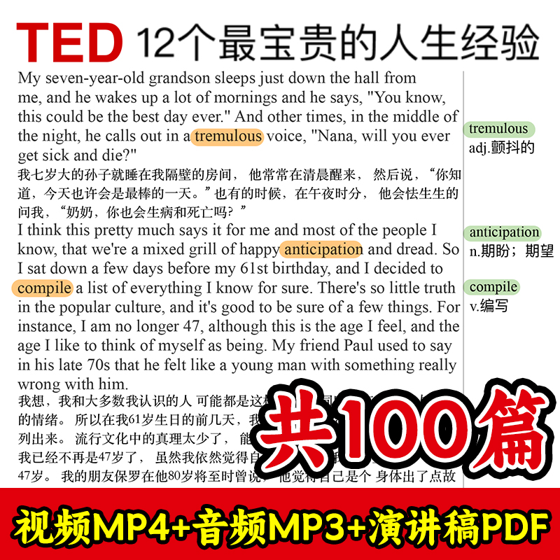 ted英语演讲文字稿视频高清资料电子版PDF活页注释精读合集2023年 - 图0