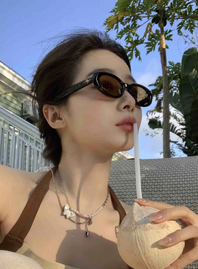 复古椭圆猫眼GM墨镜UV400防晒