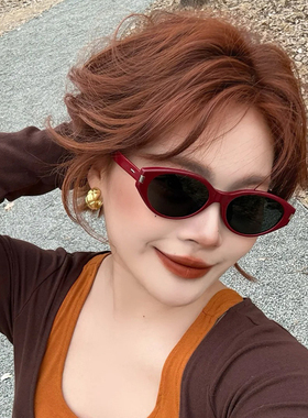 猫眼墨镜女款2025新款安可拉红防紫外线太阳镜高级感方圆脸大显瘦