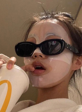 gm墨镜女款2025新款高级感防紫外线黑色粗框太阳眼镜方圆脸凹造型