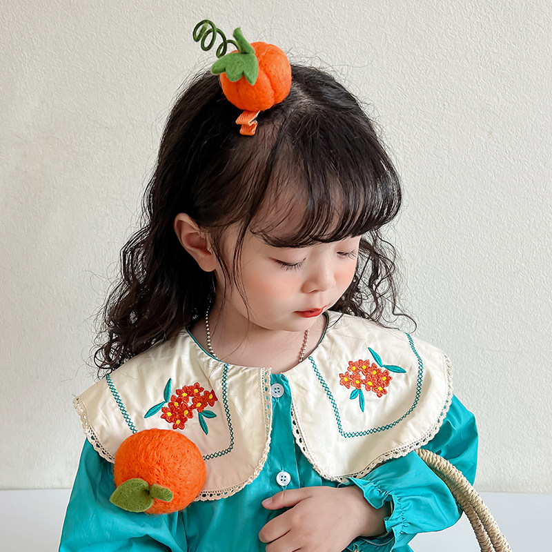 小礼帽立体南瓜女童发夹头饰宝宝夹子可爱超萌橘子苹果儿童发卡女,淘宝优惠券,粉丝福利购,淘宝优惠卷