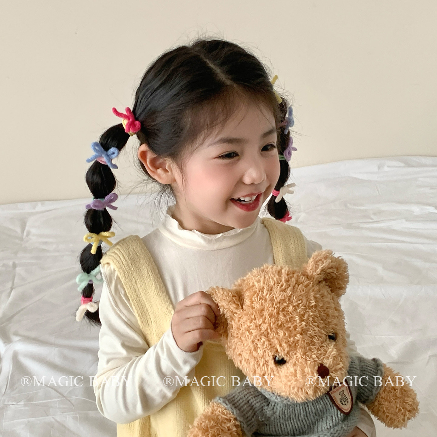 秋冬毛绒小号奶油色蝴蝶结头饰女童夹子儿童发夹宝宝发圈皮筋发饰,淘宝优惠券,粉丝福利购,淘宝优惠卷