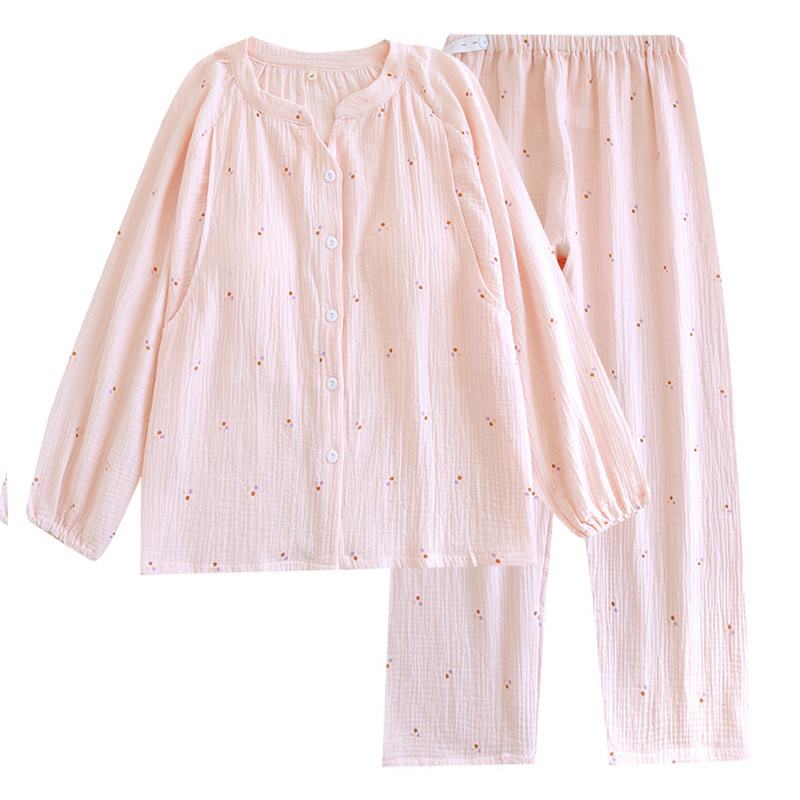 纯棉带胸垫月子服可调节孕妇产后哺乳套装春秋季纱布喂奶睡衣大码,淘宝优惠券,粉丝福利购,淘宝优惠卷